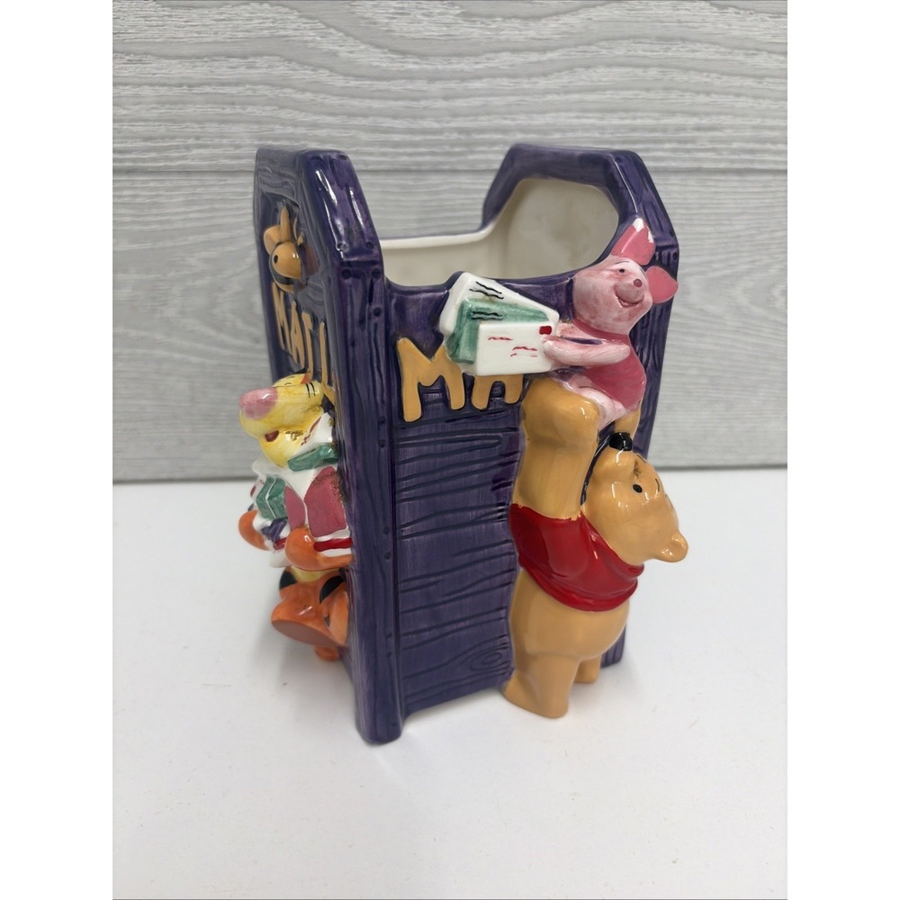 Disney Winnie the Pooh Tigger Piglet Ceramic Mailbox Planter Vase FTD 7inch